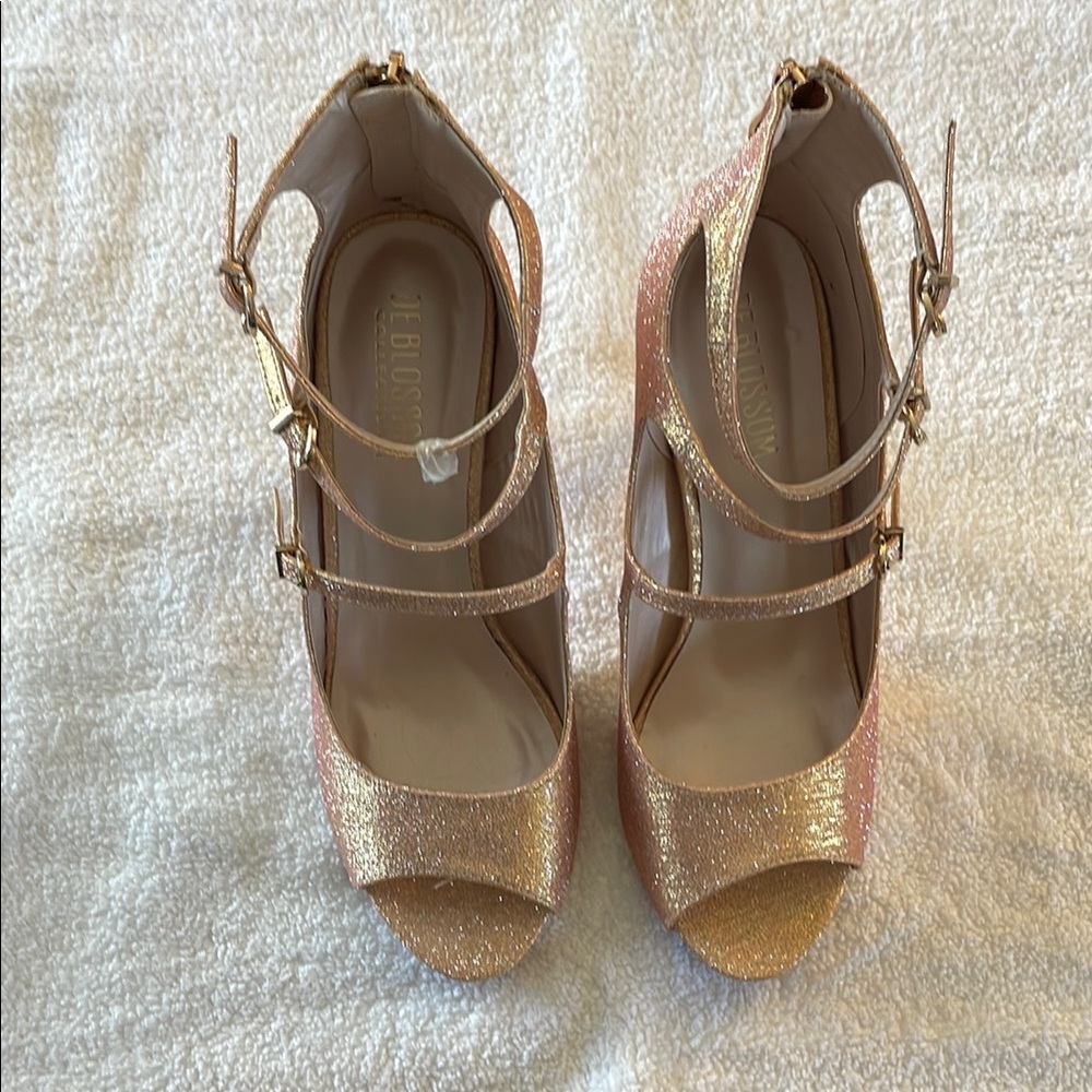 De Blossom Collection Sparkle Rose Gold Stiletto Heels